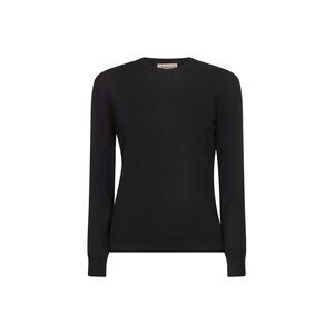 Blanca Vita Women Black Lightweight Virgin Wool Crewneck Sweater<Br/>
